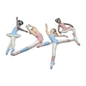 Vintage Ballerina Dancers Plastic Wall Hangings Decor Burwood Products Set of 4